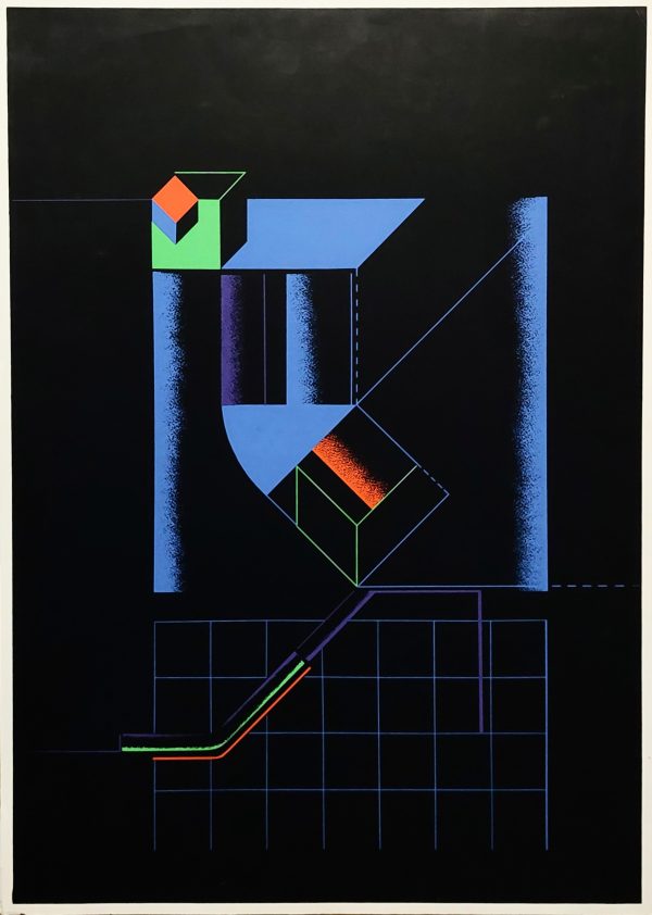 Vinko Fišter grafika serigrafija slika Geometrija iz 1977